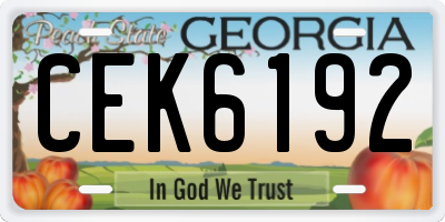 GA license plate CEK6192