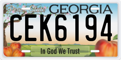 GA license plate CEK6194