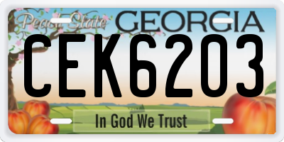 GA license plate CEK6203