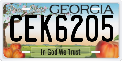 GA license plate CEK6205
