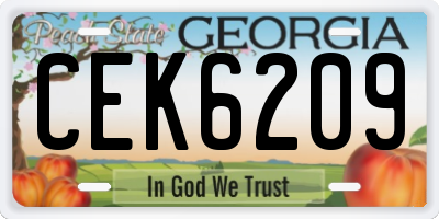 GA license plate CEK6209