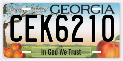 GA license plate CEK6210