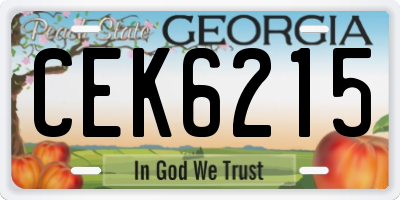 GA license plate CEK6215