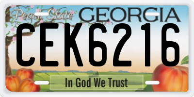 GA license plate CEK6216