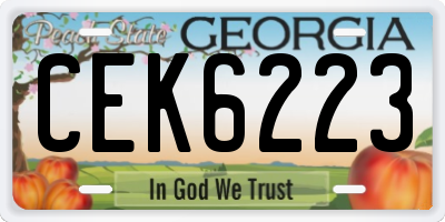 GA license plate CEK6223