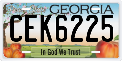 GA license plate CEK6225