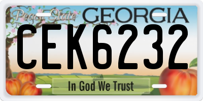 GA license plate CEK6232