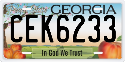 GA license plate CEK6233
