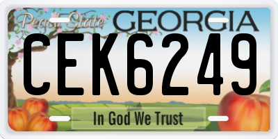 GA license plate CEK6249