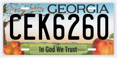 GA license plate CEK6260