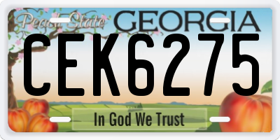 GA license plate CEK6275
