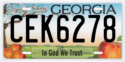GA license plate CEK6278