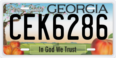 GA license plate CEK6286