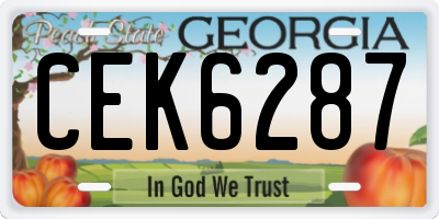GA license plate CEK6287