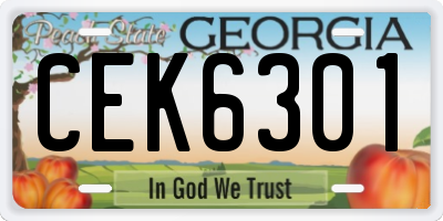 GA license plate CEK6301