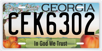 GA license plate CEK6302