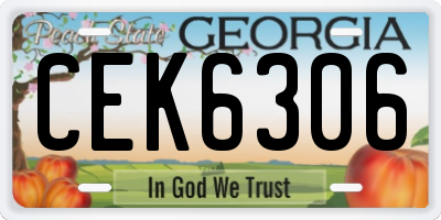 GA license plate CEK6306