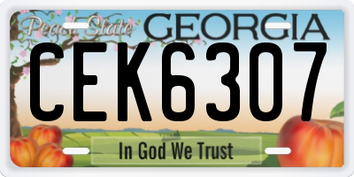 GA license plate CEK6307
