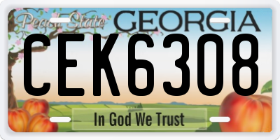 GA license plate CEK6308