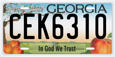 GA license plate CEK6310
