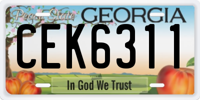 GA license plate CEK6311