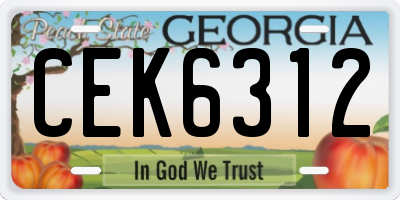 GA license plate CEK6312