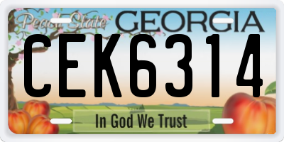 GA license plate CEK6314