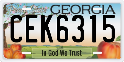 GA license plate CEK6315