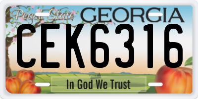 GA license plate CEK6316