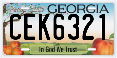 GA license plate CEK6321