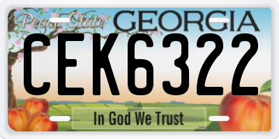 GA license plate CEK6322