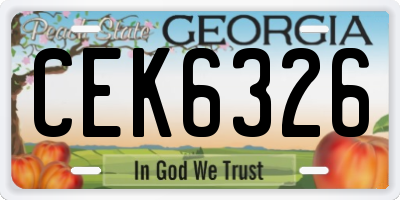 GA license plate CEK6326