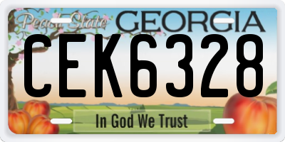 GA license plate CEK6328