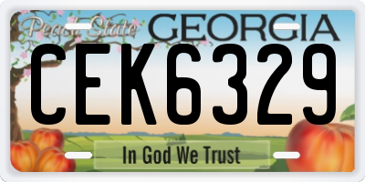 GA license plate CEK6329