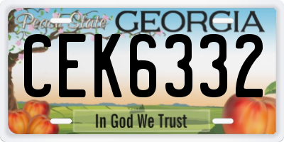 GA license plate CEK6332