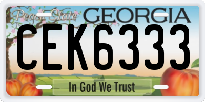 GA license plate CEK6333