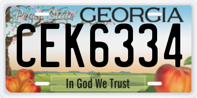 GA license plate CEK6334