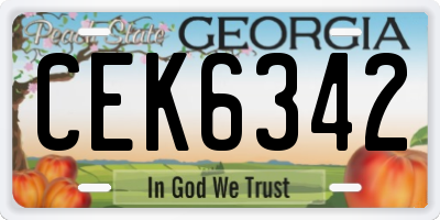 GA license plate CEK6342