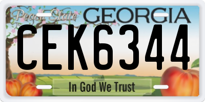 GA license plate CEK6344