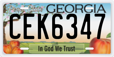 GA license plate CEK6347