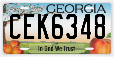 GA license plate CEK6348
