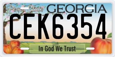GA license plate CEK6354
