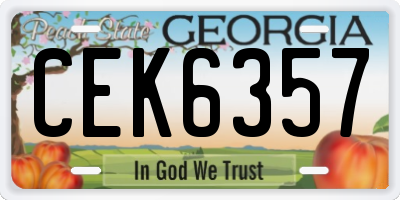GA license plate CEK6357