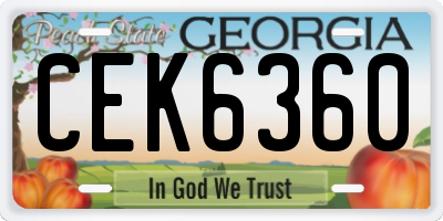 GA license plate CEK6360