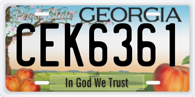 GA license plate CEK6361