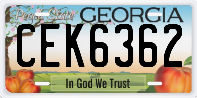 GA license plate CEK6362