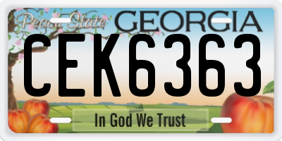 GA license plate CEK6363