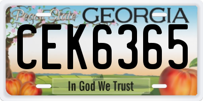 GA license plate CEK6365