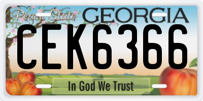 GA license plate CEK6366