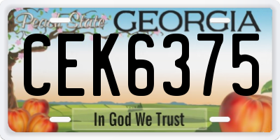 GA license plate CEK6375